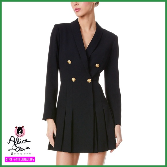 Alice + Olivia Kyrie Black Tuxedo Pleated Skirt Mini Dress - Picture 5 of 16